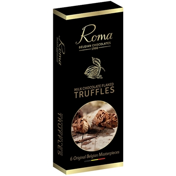 Chokoladetrøfler med flager af mælkechokolade